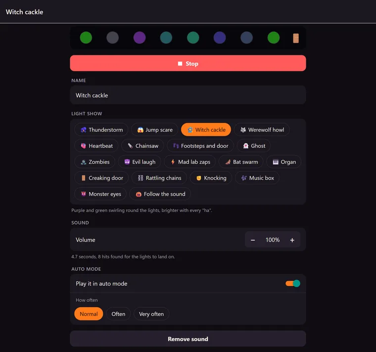 A sound's page, choosing its light show